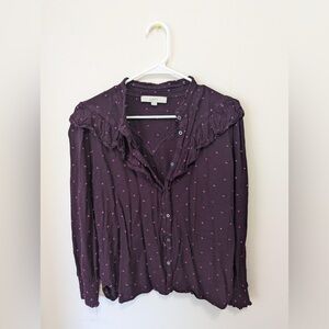 Loft Purple Button Up Blouse